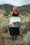 Summer sunset, mountains, lake & trees 24"x24"