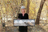 Small grey sky mountain piece - 37 x 13 in.