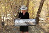 Small grey sky mountain piece - 37 x 13 in.