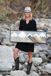 Small grey sky mountain piece - 37 x 13 in.