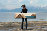 Light sky sunrise over the lake - 59 x 17 in.
